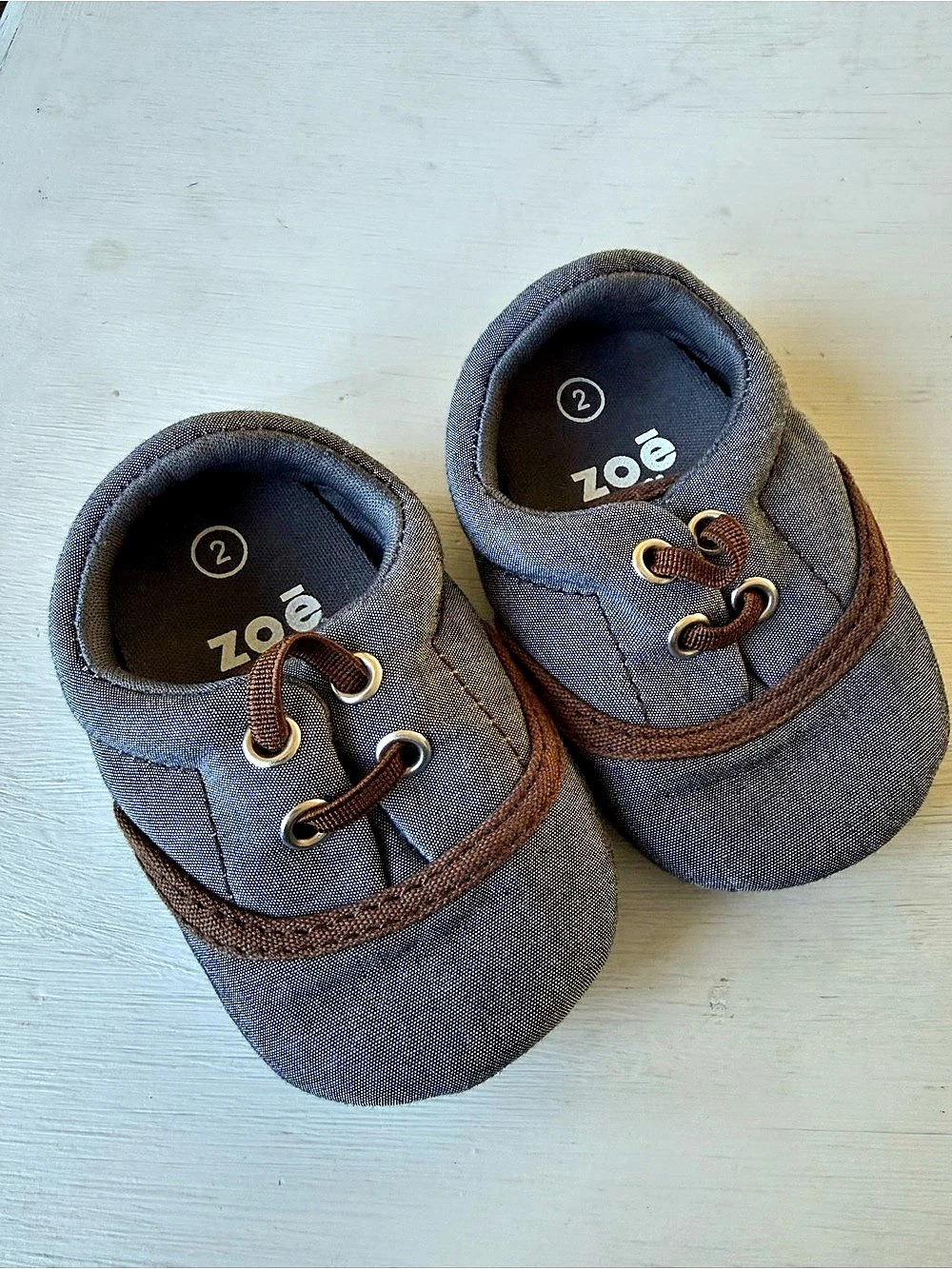 Zoe Baby Walker Shoes Blue & Brown Size 2 Like New